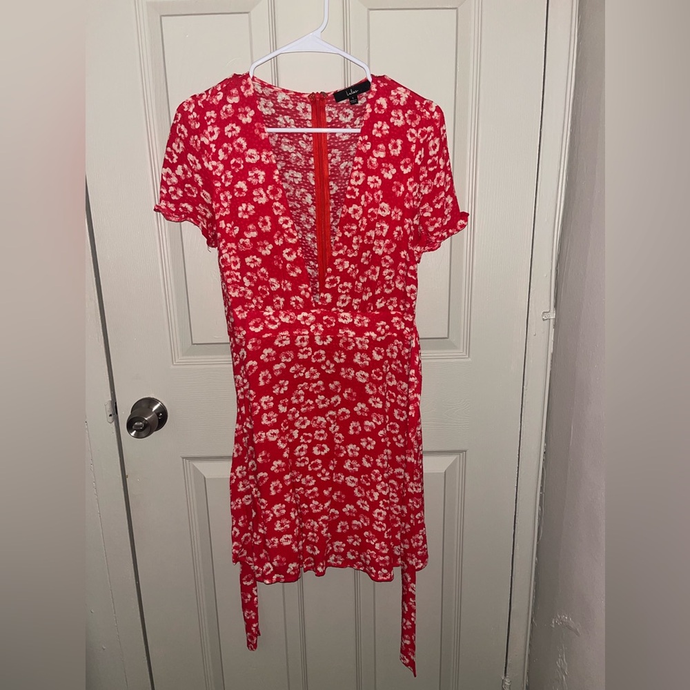 Lulus Garden Explorer Red Floral Print Mini Dress - Size S